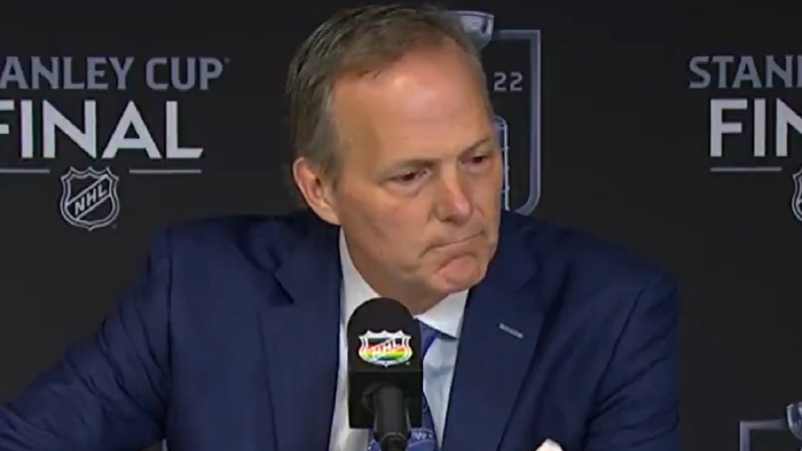 very sad painful Jon Cooper Tampa Bay lightning head coach just broke down in a tears as another three key players goes off in terrible……